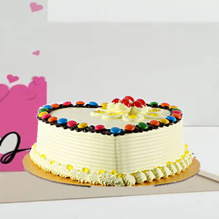 Heart Shaped Butterscotch Gems Cake